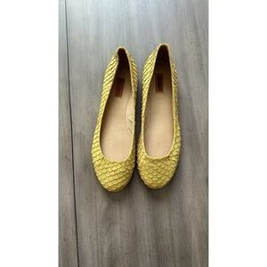 Miz Mooz 8.5 Deep Yellow Panther Fish Scale Textured Leather Flats